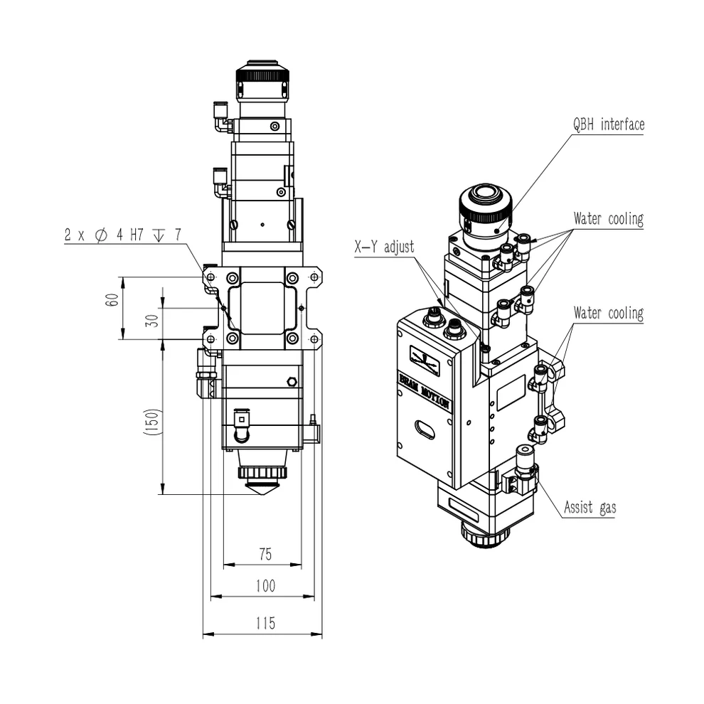 Лазерная режущая головка Raytools BM110 (CL100 FL200, 3.3 кВт)
